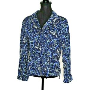 JW Junction West Womens Large Paisley Blue Jacket Blazer Y2K